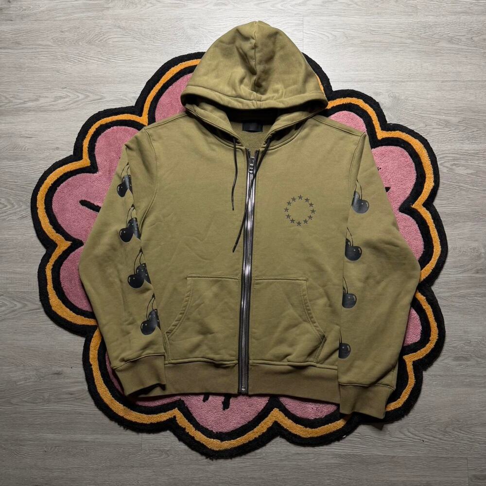 RTA Floyd Full Zip Graphic Logo Hoodie Size Medium Green
